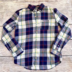 Abercrombie Kids Navy White Plaid Button Down Shirt Boy’s Sz 13 14